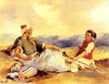 Zwei Marokkaner mit Sitz in die Landschaft romantische Eugene Delacroix
